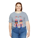 Patriotic and Brave Boys Celebrating 4th of July Short Sleeve T-Shirt