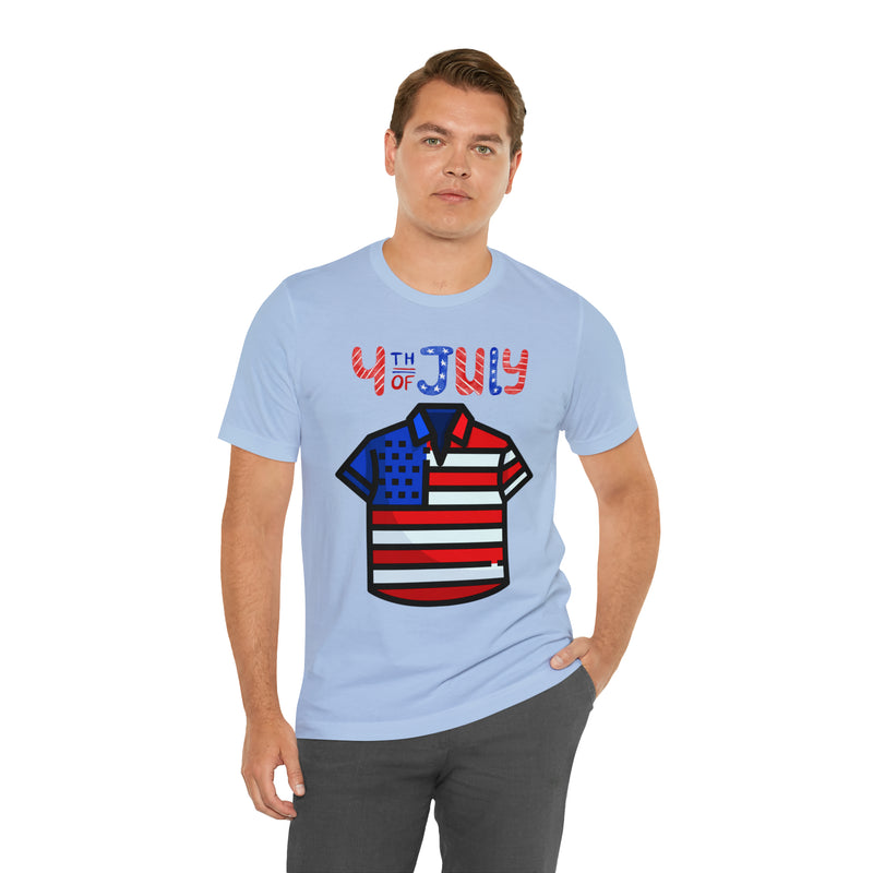 Patriotic Red, White and Blue Casual Shirt 4th of July Short Sleeve T-Shirt