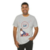 Let's Get Lit Lady Flags and Fireworks 4th of July Short Sleeve T-Shirt