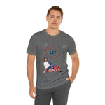 Let's Get Lit Lady Flags and Fireworks 4th of July Short Sleeve T-Shirt