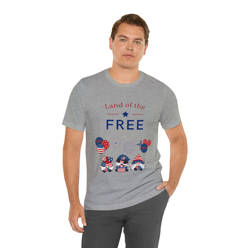 Land of the Free Gnomes Celebrating the 4th of July Short Sleeve T-Shirt