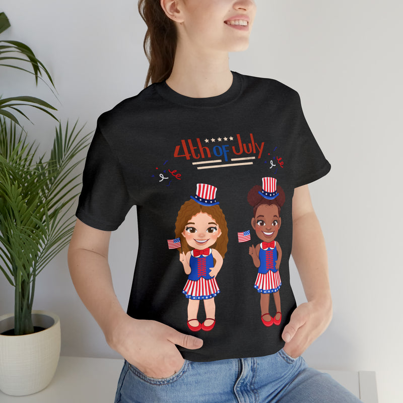 Celebrate With Us Patriotic Girls 4th of July Short Sleeve T-Shirt