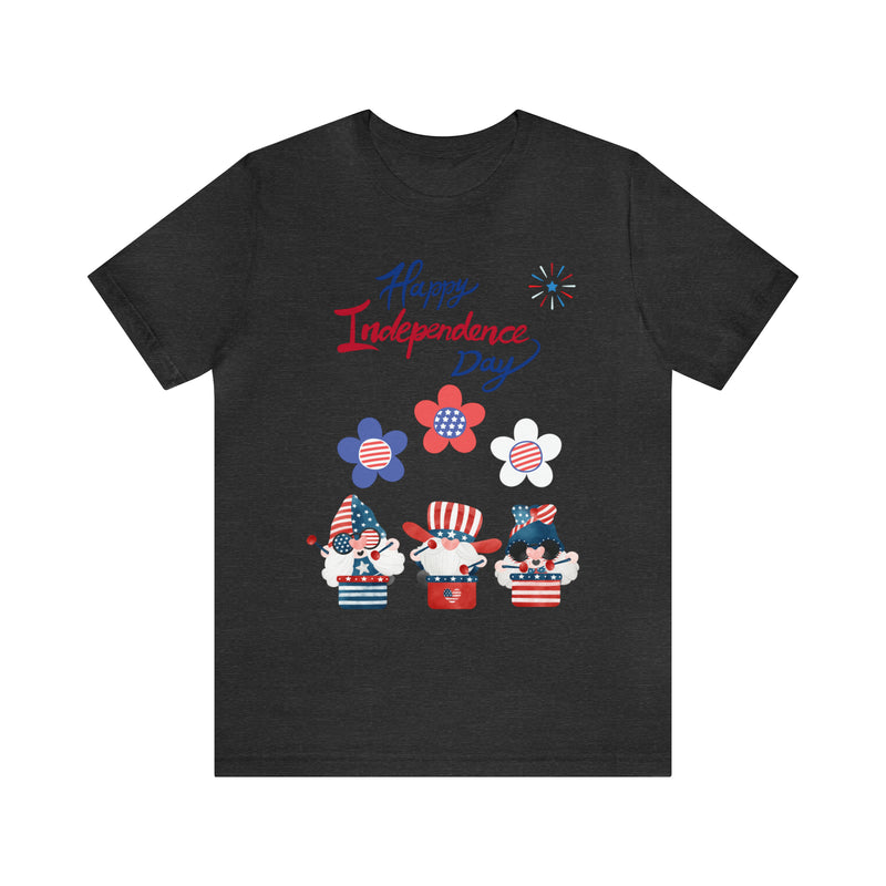 Happy Independence Day From the Rocking Gnome Band Celebrating the 4th of July Short Sleeve T-Shirt