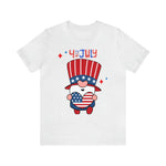 Patriotic Gnome Showing Love on the 4th of July Short Sleeve T-Shirt