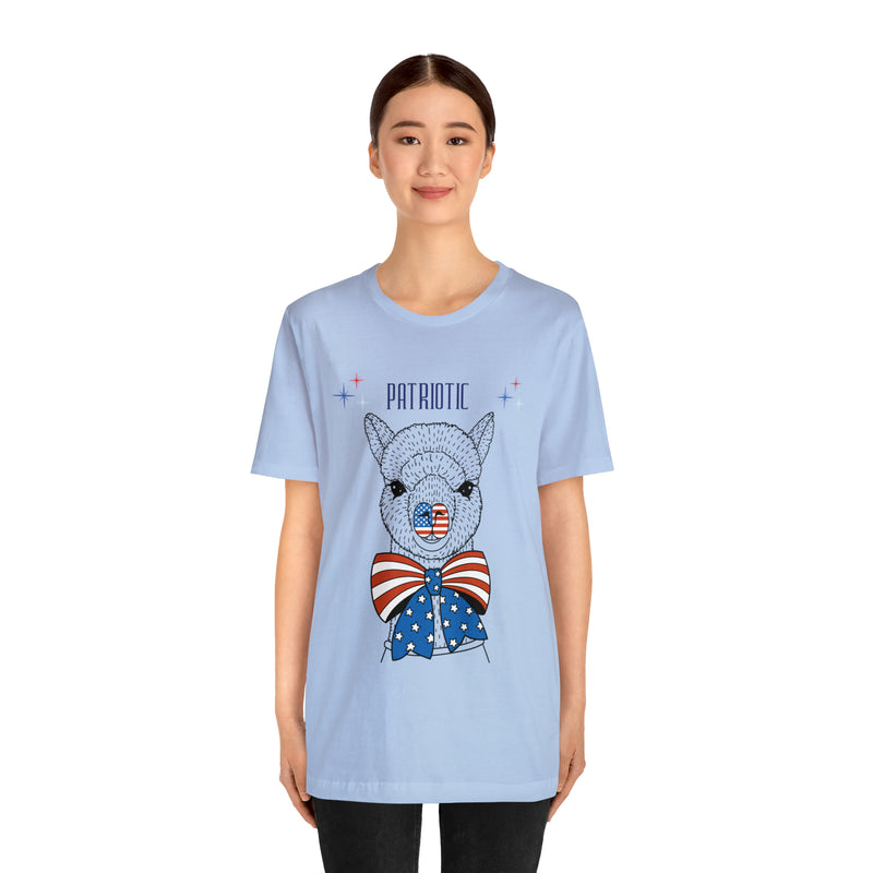 Patriotic Llama Love on the 4th of July Short Sleeve T-Shirt