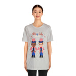 Patriotic and Brave Boys Celebrating 4th of July Short Sleeve T-Shirt