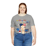 Mother Giraffe Happy 4th of July Short Sleeve T-Shirt