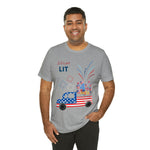 Freedom and Fireworks Patriotic Truck Let's Get Lit on the 4th of July Short Sleeve T-Shirt