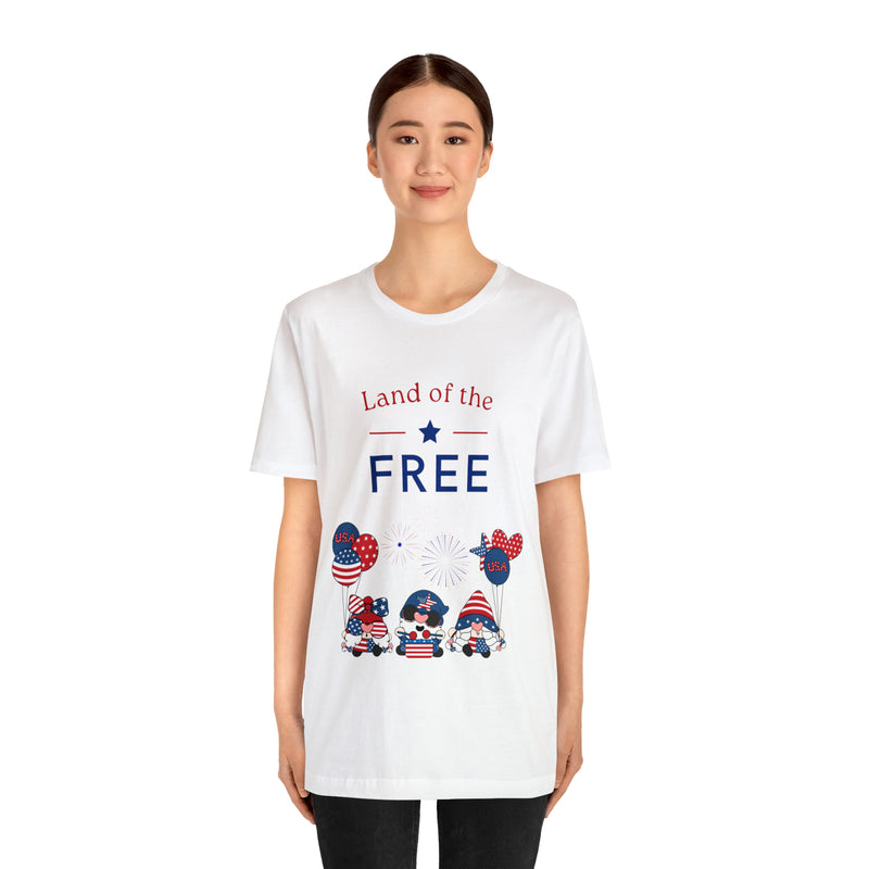 Land of the Free Gnomes Celebrating the 4th of July Short Sleeve T-Shirt