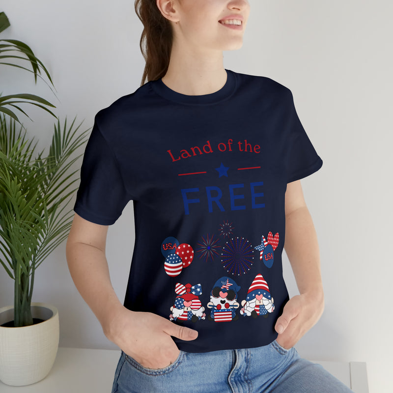 Land of the Free Gnomes Celebrating the 4th of July Short Sleeve T-Shirt