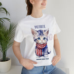 Cute Brave and Free Patriotic Cat on the 4th of July Short Sleeve T-Shirt