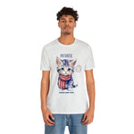 Cute Brave and Free Patriotic Cat on the 4th of July Short Sleeve T-Shirt