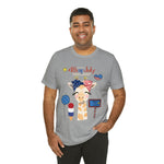 Mother Giraffe Happy 4th of July Short Sleeve T-Shirt