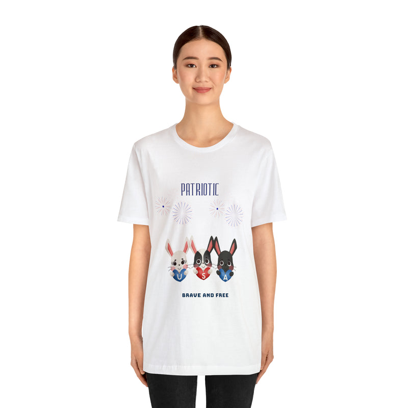 Adorable Patriotic Bunnies Celebrating the 4th of July Short Sleeve T-Shirt