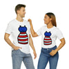 Patriotic Red, White and Blue Lady Casual Dress 4th of July Short Sleeve T-Shirt