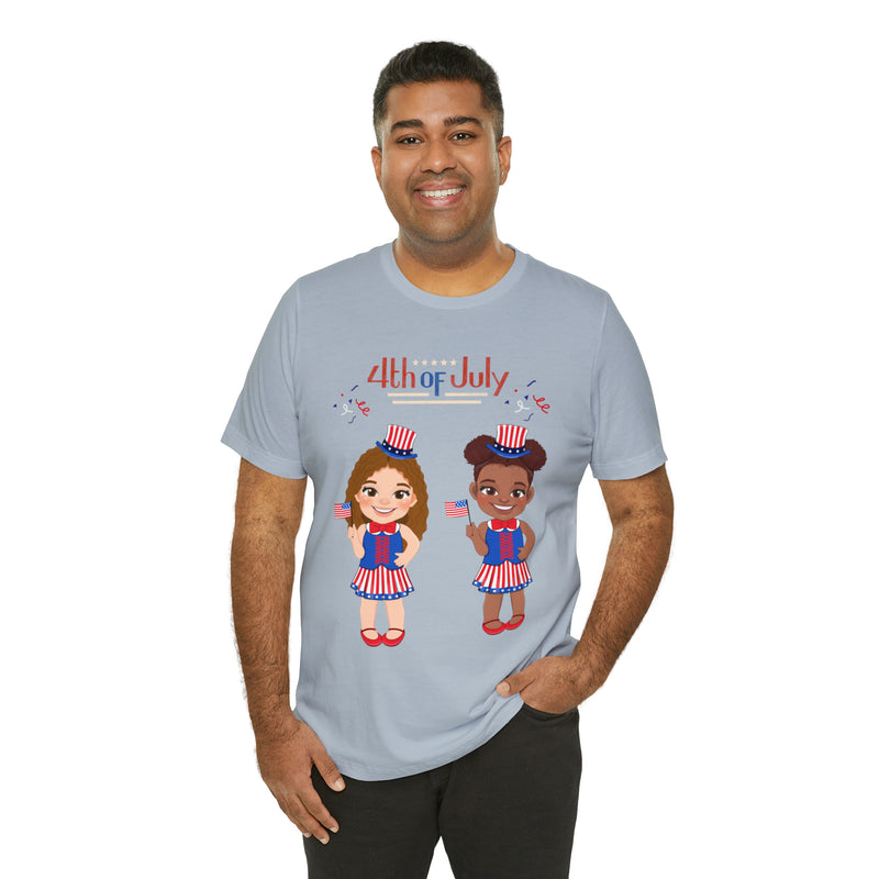 Celebrate With Us Patriotic Girls 4th of July Short Sleeve T-Shirt