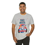 Land of the Free Home of the Brave Bears and Trucks 4th of July Short Sleeve T-Shirt