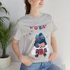 USA Patriotic Gnome Celebrating the 4th of July Short Sleeve T-Shirt