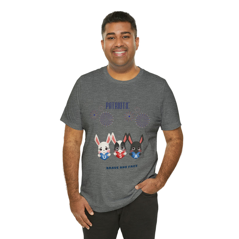 Adorable Patriotic Bunnies Celebrating the 4th of July Short Sleeve T-Shirt