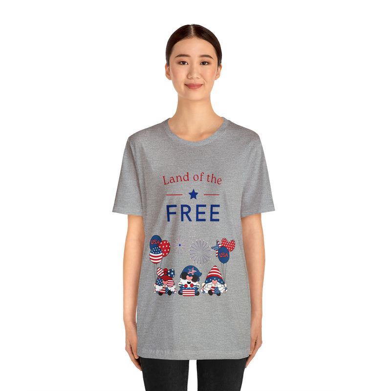 Land of the Free Gnomes Celebrating the 4th of July Short Sleeve T-Shirt