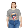 Cute Brave and Free Patriotic Dog on the 4th of July Short Sleeve T-Shirt