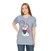 Cute Patriotic Cat Celebrating Freedom in the USA 4th of July Short Sleeve T-Shirt