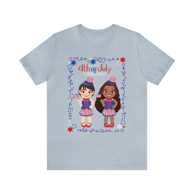 Celebrating 4th of July Patriotic Girls Short Sleeve T-Shirt