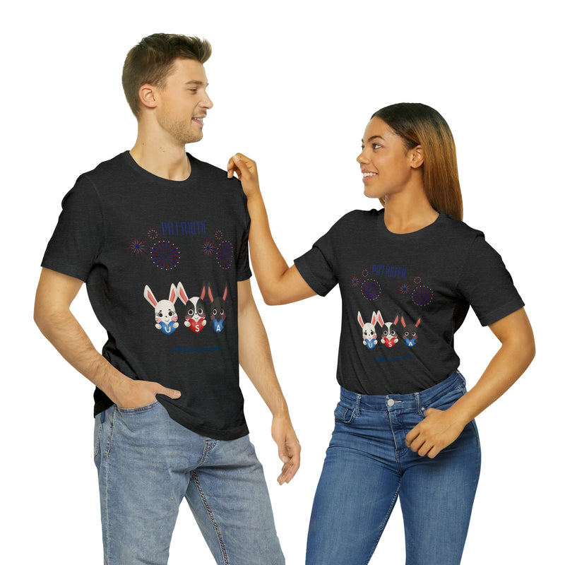 Adorable Patriotic Bunnies Celebrating the 4th of July Short Sleeve T-Shirt