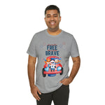 Land of the Free Home of the Brave Bears and Trucks 4th of July Short Sleeve T-Shirt