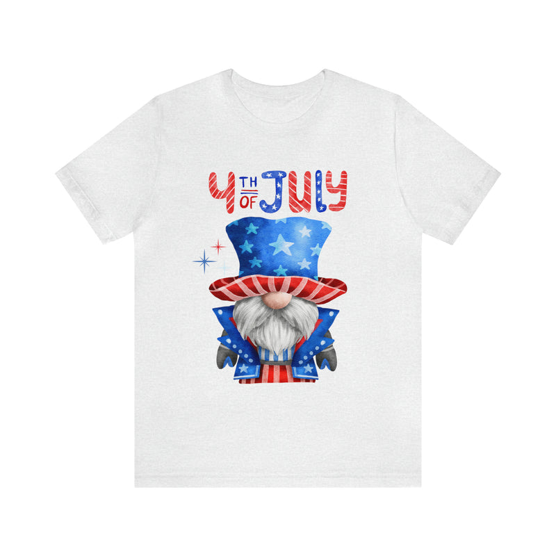 Brave and Patriotic Gnome on the 4th of July Short Sleeve T-Shirt