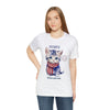 Cute Brave and Free Patriotic Cat on the 4th of July Short Sleeve T-Shirt