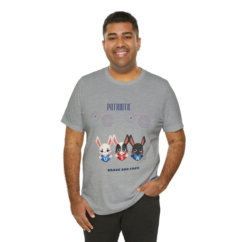 Adorable Patriotic Bunnies Celebrating the 4th of July Short Sleeve T-Shirt