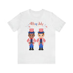 Patriotic and Brave Boys Celebrating 4th of July Short Sleeve T-Shirt