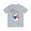 Cute Patriotic Cat Celebrating Freedom in the USA 4th of July Short Sleeve T-Shirt