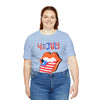 Patriotic Lips Being Funny on the 4th of July Short Sleeve T-Shirt