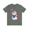 Cute Patriotic Cat Celebrating Freedom in the USA 4th of July Short Sleeve T-Shirt