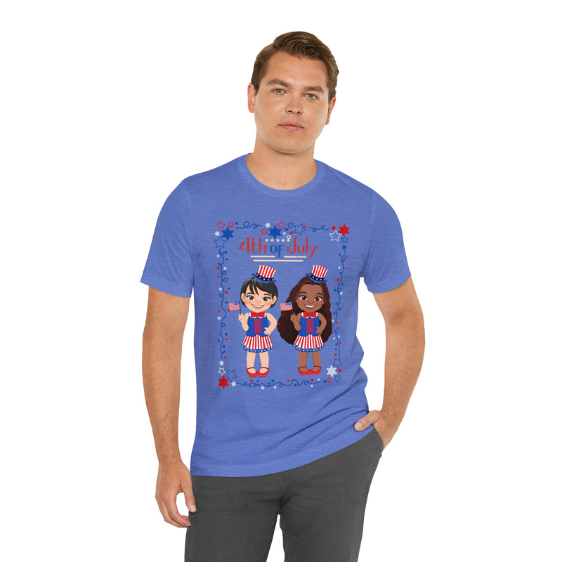 Celebrating 4th of July Patriotic Girls Short Sleeve T-Shirt