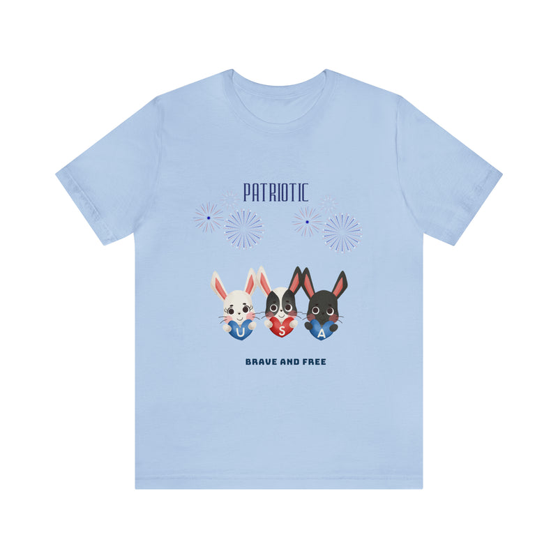 Adorable Patriotic Bunnies Celebrating the 4th of July Short Sleeve T-Shirt