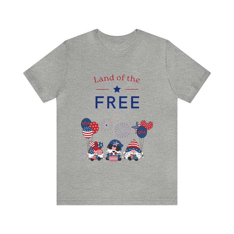 Land of the Free Gnomes Celebrating the 4th of July Short Sleeve T-Shirt