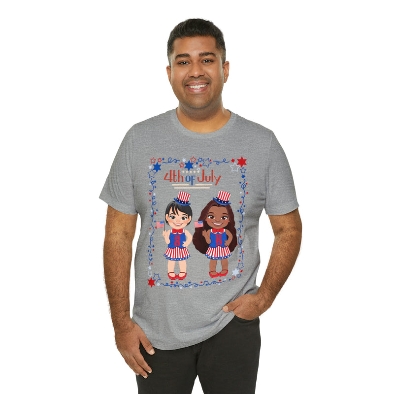 Celebrating 4th of July Patriotic Girls Short Sleeve T-Shirt