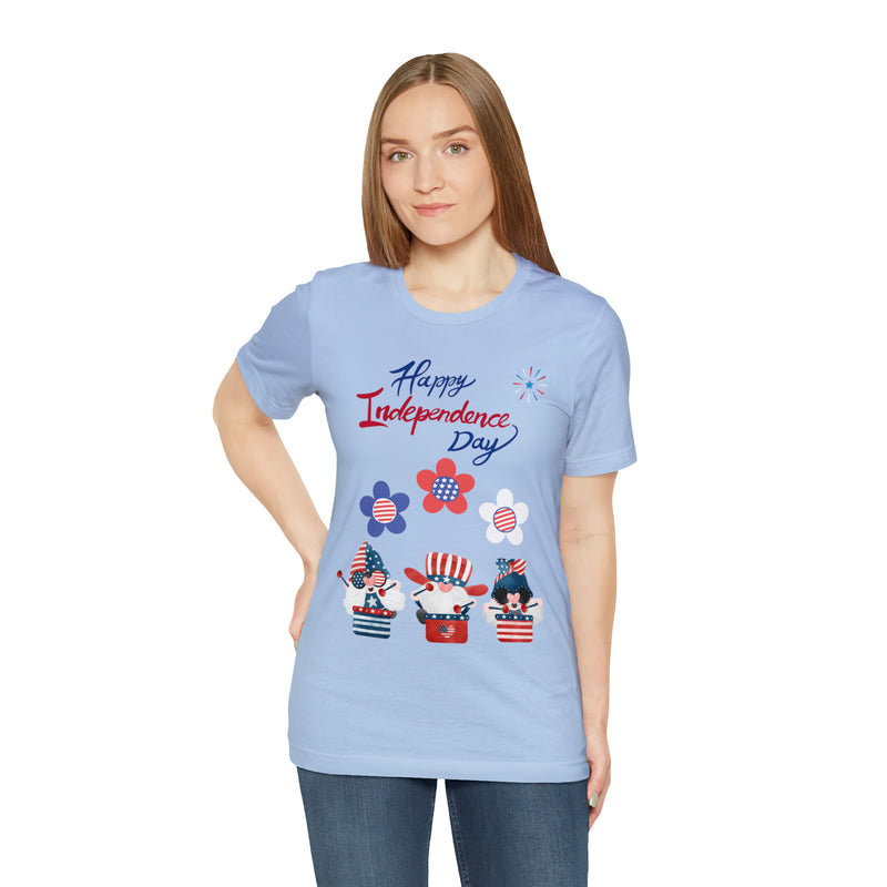 Happy Independence Day From the Rocking Gnome Band Celebrating the 4th of July Short Sleeve T-Shirt