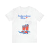 Happy Independence Day Red, White and Blue Cowboy Boots 4th of July Short Sleeve T-Shirt