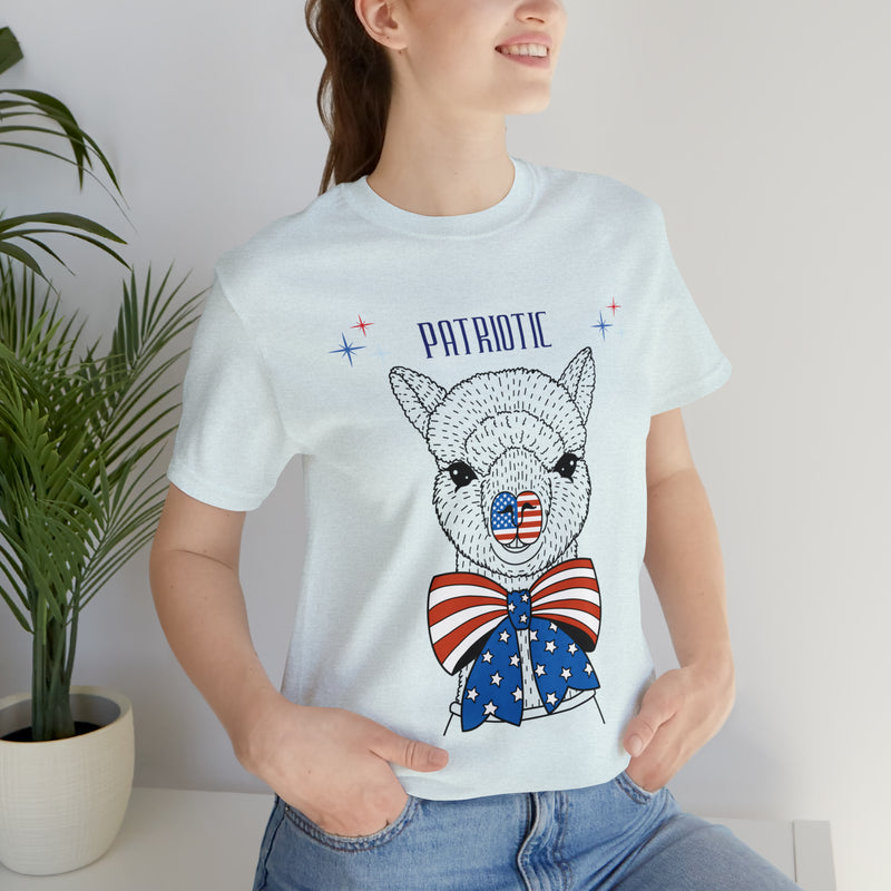 Patriotic Llama Love on the 4th of July Short Sleeve T-Shirt