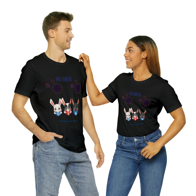 Adorable Patriotic Bunnies Celebrating the 4th of July Short Sleeve T-Shirt