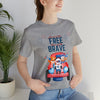 Land of the Free Home of the Brave Bears and Trucks 4th of July Short Sleeve T-Shirt