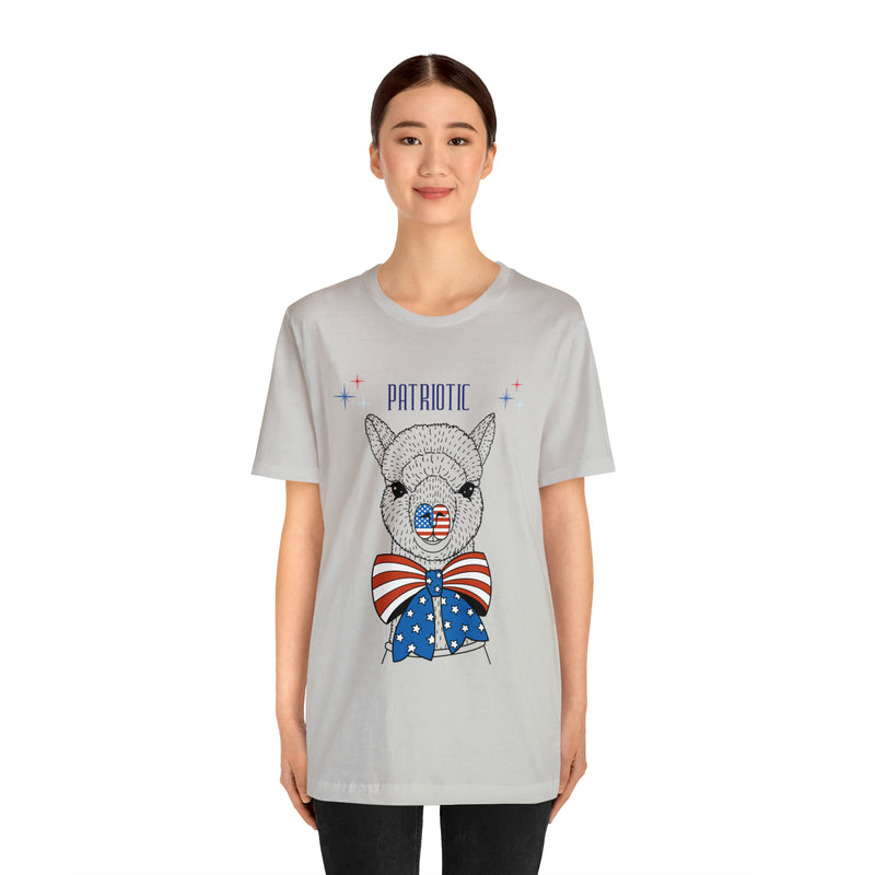 Patriotic Llama Love on the 4th of July Short Sleeve T-Shirt