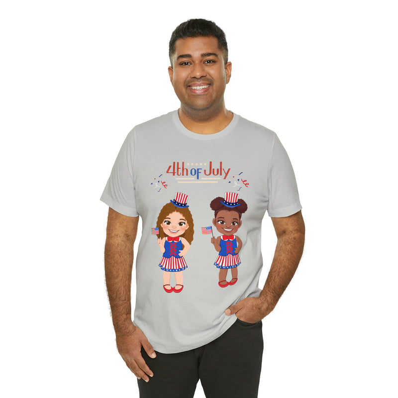 Celebrate With Us Patriotic Girls 4th of July Short Sleeve T-Shirt