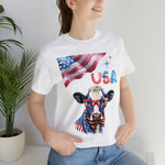 Mother Moo Patriotic USA Cow 4th of July Short Sleeve T-Shirt