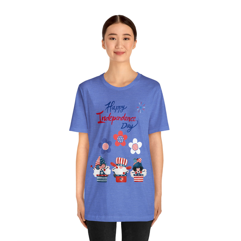 Happy Independence Day From the Rocking Gnome Band Celebrating the 4th of July Short Sleeve T-Shirt