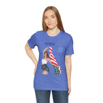 Cute Patriotic and Free Lady Celebrating the 4th of July Short Sleeve T-Shirt